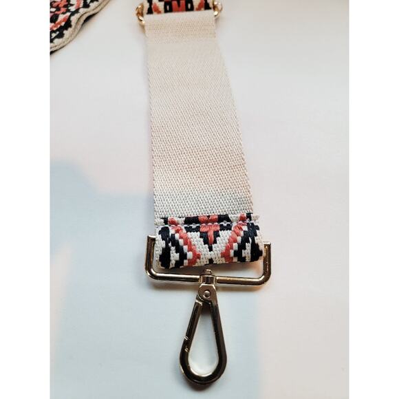 Boho Aztec Embroidered Purse Strap Replacement Crossbody Adjustable Coral Black - Picture 7 of 8